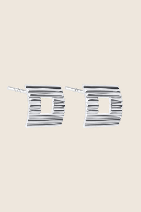 Large Square Earrings from UMIAR Jewelry – Elegant design with decorative ribbed lines and a playful "window" in the center. Handcrafted from 925 sterling silver or 24-karat gold plating. Perfect for power dressing and minimalist looks. Choose UMIAR Jewelry's square earrings to add unique character and timeless elegance to your outfits.
